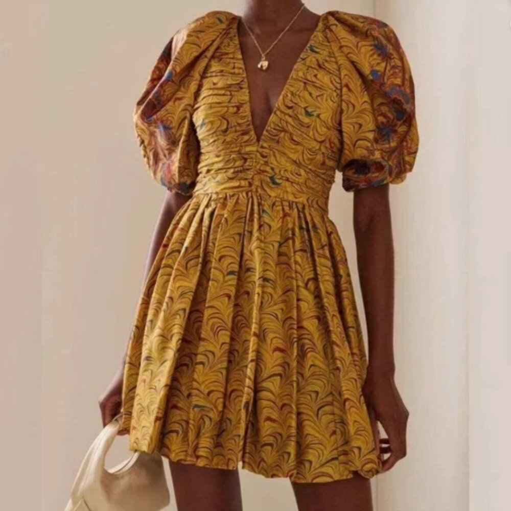 NWT Ulla Johnson Gwen Mini Dress in Tiger’s Eye XS $795
